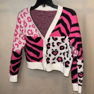 Print Sweater Cardigan